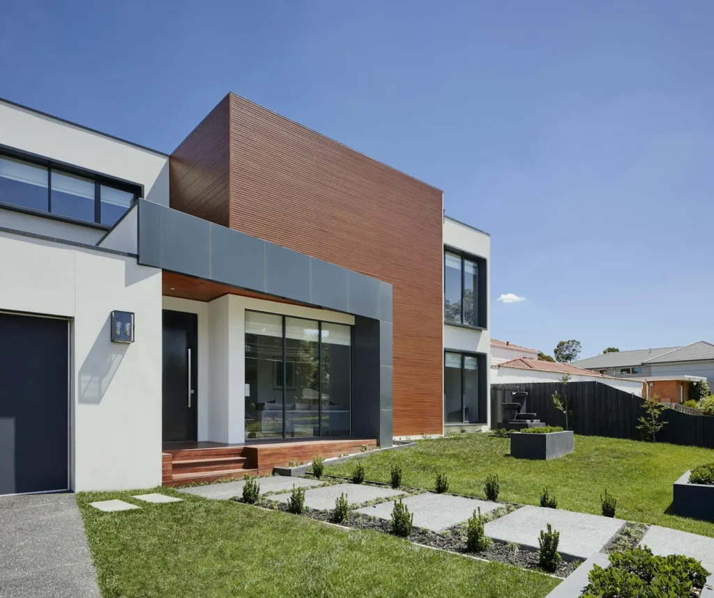 Modern home exterior with garage