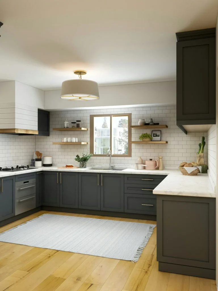 Newly remodeled kitchen with dark cabinetry